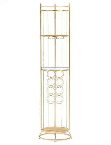 MYBA Weinregal Goldene Schmiedeeisen Weinregal Dekoration Display Rack Weinglas Kopf gestellt Weinregal Freistehende Bodenlagerregal Flaschenregal (Color : Gold)