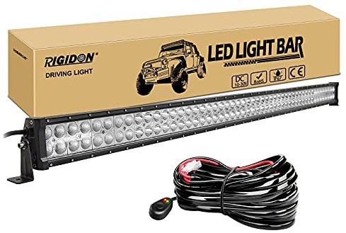 RIGIDON 52 Zoll 130cm 300W Led lichtleiste kfz mit 12v kabelbaum kit, Offroad beleuchtung Led bar für Auto SUV, LKW KFZ 4x4, Fahrzeuge, 6000K led nebelscheinwerfer, spot strahler flutstrahler combo