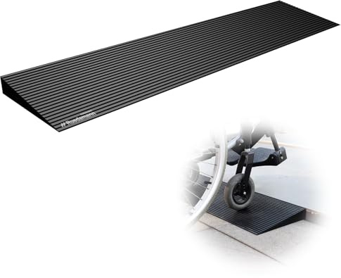 Ruedamann 1.4 Rise Threshold Ramp for Doorways, Sturdy Rubber Threshold Ramp, Non-Slip Power Door Ramps for Wheelchairs is Adjustable and Cuttable for Doorways,Curb, Scooters, Driveways