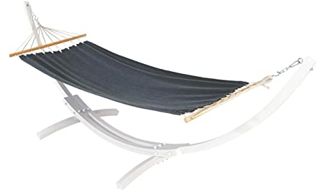Hängematte mit Gestell HWC-J46, Hängeschaukel, bis 200kg Holzgestell MVG-Zertifiziert 320cm - weiß, Matte grau