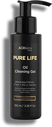 AOKlabs - Oil Cleaning 2 in 1 (100 ml), Natürliches Gesichtsreinigungsgel und Make-up-Entferner mit natürlichen Inhaltsstoffen zur Befeuchtung, Erweichung und Reinigung aller Hauttypen