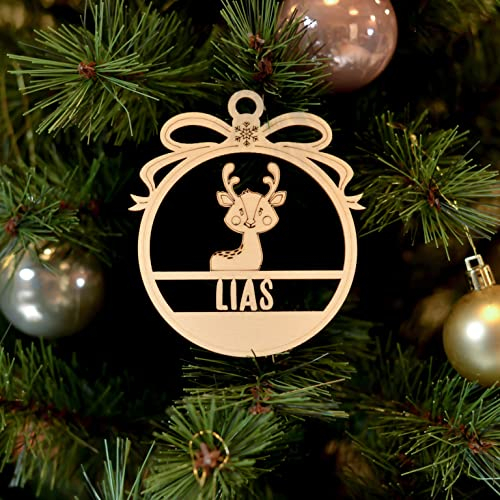 KIDSMOOD - Personalisierte Weihnachtsbaum Anhänger mit Wunschnamen - Individueller Weihnachtsbaumschmuck für unvergessliche Weihnachtsmomente - 2er Set