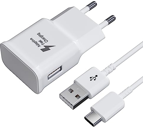 Caricabatteria Veloce per Telefono Samsung, Adattatore Caricatore Rapido Spina USB con Cavo di Ricarica USB tipo C Compatibile con Galaxy A13, S10, S9, S8 Plus, S10e, A51, A53, A54 5G, A33, A40, A30