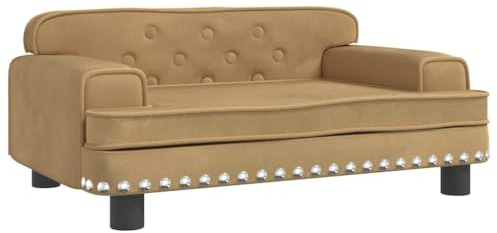 vidaXL Hundebett, Hundekissen mit weicher Polsterung, Hundesofa Hundecouch für kleine Hunde Haustiere, Haustierbett Katzenbett, Braun Samt