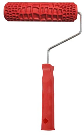 AUMACHEN 17,8 cm (7 Zoll) Musterfarbroller für Wände, 3D-Prägung, Gummi-Farbroller, Pinsel, Wanddekoration, Haushaltswandmalerei, Ziegelmuster, Roller, DIY-Wandmalerei-Werkzeuge (Krokodilmuster)