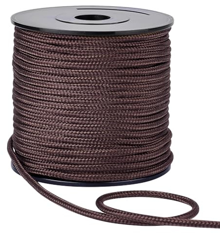 PH PandaHall 54 Yards Nylon Rope Cord, 3mm Brown Blinds String Parachute Cord Braided Lift Shade Cord for Wall Hangers, Bags, Bottom Plates for Camping Hiking Outdoor Activities