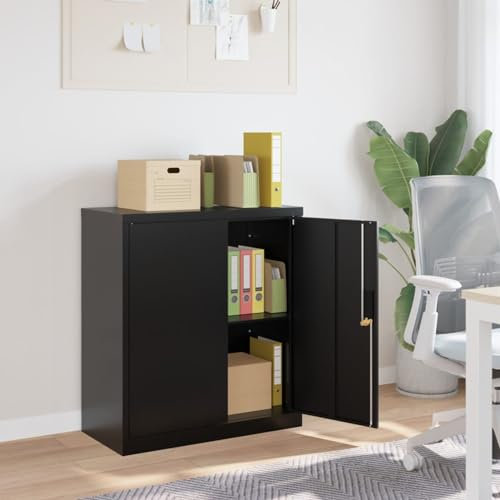 ShCuShan Aktenschrank Ordner Schrank BüRo Werkzeugschrank BüRo Schrank AktenschräNke Schwarz 79x40x90 cm Stahl