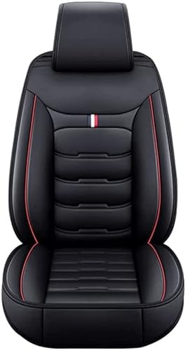Auto Sitzbezüge Sets für Peugeot 207 CC Coupe Cabrio 2007-2015, Leder 5 Sitzer Atmungsaktiv Wasserdicht Bequem Vorne und Hinten Sitzschoner, Innenraum Zubehör,E Black Red
