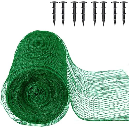 Filet de jardin, filet de protection pour pelouse, clôture de jardin avec piquets en plastique, 4 m x 12 m, pour plantes, fruits, légumes, cultures, étangs pour oiseaux (4 x 5 m)