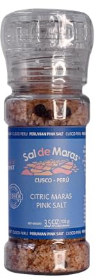 MARAS GOURMET | Sel de Maras | Sel rose du Pérou - Saveur unique et récolté à la main | Non raffiné | 100g | (Sel rose, agrumes, poisson spécial, moulin rechargeable)