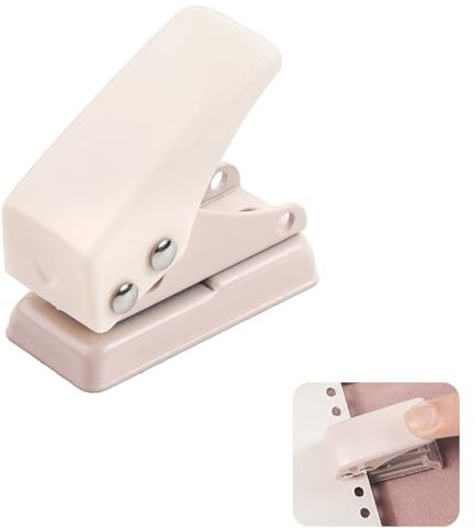 Tragbarer Mini Einzellocher für Büro, Schule und DIY Projekte, Locher für Ordner, Motivstanzer Kreis, Ideal für Fotoalben, Souvenirs und Lesezeichen, Ergonomisches Design und Einfache Reinigung (Rosa)