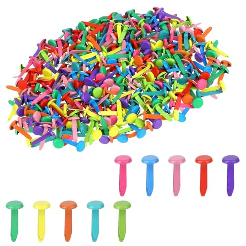 ANYUANKW 300 Piezas Mini Brads Encuadernadores Redondos de Metal de Colores Sujetadores de Papel para Papel Decoración Herramienta de Scrapbooking DIY