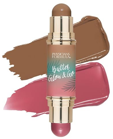 Physicians Formula Butter Glow & Go, Dual-Ended Multiuse Makeup Stick for Cheeks, Eyes and Lips, Complementary Shades for Bronzing, Contouring and Blush, Berry Tan