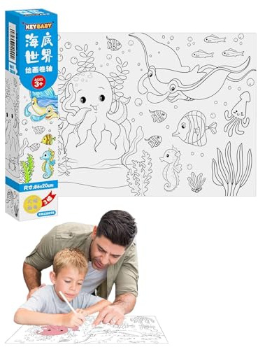 Rollo de colorear adhesivo - Papel de dibujo autoadhesivo para niños pequeños, rollo de colorear para paredes, pintura de bricolaje y pegatinas para niños, actividades creativas y divertidas para el