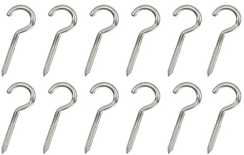 MindWissUp 12 Stück Schraubenhaken Edelstahl, M4x55mm Deckenhaken Hakenschraube, Haken zum Schrauben, Einschraubhaken und Außenwand für hängende Pflanzen, Tassen, Küchenschrankregal (