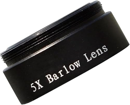 Die Barlow-Linse 5X passt auf jeden 1,25-Zoll-Teleskopokular-Astronomie-Diagonalverlängerungsring oder Kameraadapter mit M28X0,6-Gewinde