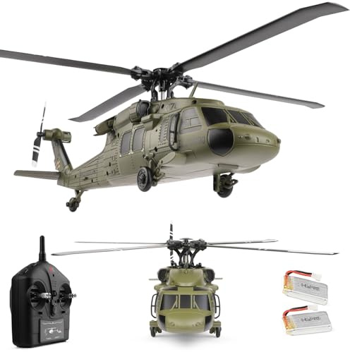 K170 grön borstlös fjärrkontroll helikopter fjärrstyrd motor envinge helikopter 4 kanaler 6-axlig gyrohöjd 2 batterier (grön), lämplig för äldre vuxna