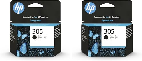 HP 305 3YM61AE, Negro, Cartucho Original de Tinta, Compatible con impresoras de inyección de Tinta DeskJet Serie 2700, 4100, Envy Serie 6020, 6030, 6420, 6430 (Paquete de 2)