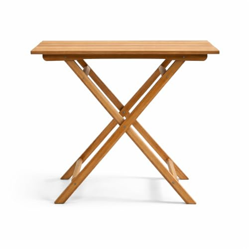 TEMPO STYLE - Tavolo Pieghevole Burraco 80×80 cm in Teak | Tavolo Salvaspazio da Giardino per 4 persone | Certificato FSC