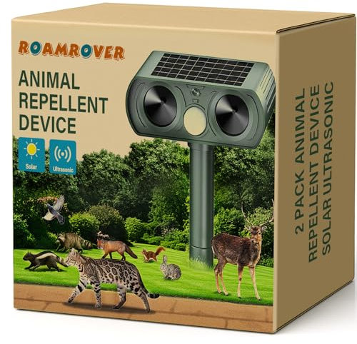 2Pcs Ultrasuoni Piccioni, Ultrasuoni per Gatti da Esterno, può Respingere Efficacemente Gatti, Uccelli, Volpi, Procioni, Conigli e Roditori.