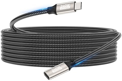 USB C Verlängerung kabel 2M,240W/20Gbps/5K@60Hz USB C 3.2 Extender,4K@144Hz Typ C Video Verlängerungs kabel Stecker zu Buchse Kompatibel mit iPhone 16/15/MacBook Pro/iPad Pro/XPS 15/Galaxy S24/Laptop