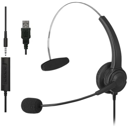 LeeQinersw Corded Telephone Headset Mono Phone Headset Portable Computer Headsets Business Headphone for Insurance Call Center PC Laptop, USB, Computer Tablet