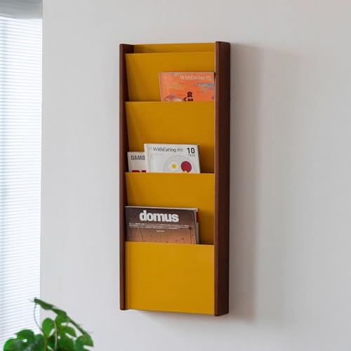 Oracra Prospektständer Zeitschriftensammler aus Holz Zur Wandmontage, Prospektständer mit 4 Ebenen, Prospektständer für Wohnzimmer, Schlafzimmer, Büro, Lesebücherregal