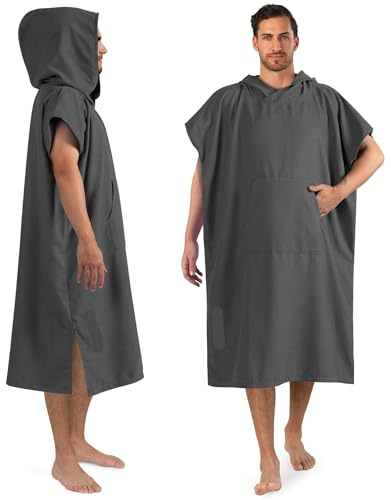 KFXYSM Poncho Towel,Towel Poncho Surfing Ponchoes Changing Robe With Hood, Quick Dry Changing Towel For Surfing Beach Swim Outdoor Sports Men, Absorbent Wearable Towel Cover Up With Pocket(Gray)