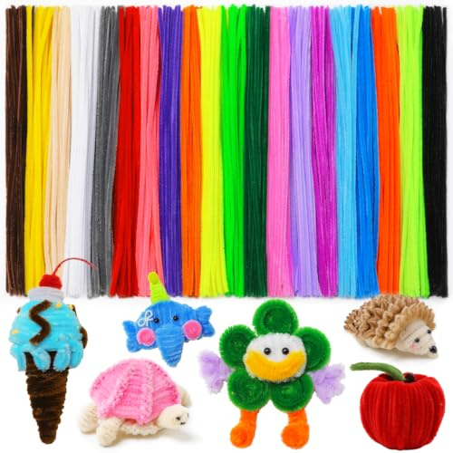 Tiehuoxia 200 Stück Pfeifenreiniger, 20 Farben Pfeifenputzer Zum Basteln, Bunte Pfeifenreiniger für Bastelbedarf, DIY, Deko