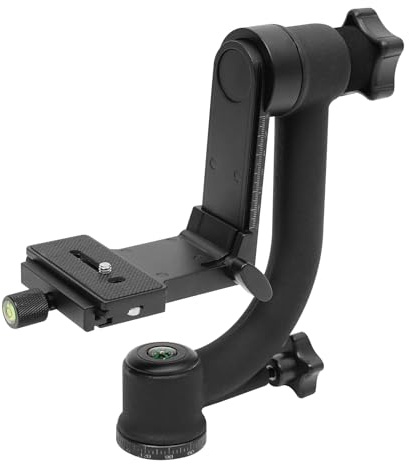 WindWilder Panoramic Gimbal Tripod Head 360° Rotation for DSLR Camera Telephoto Lens, 44 lbs Load Capacity, Black