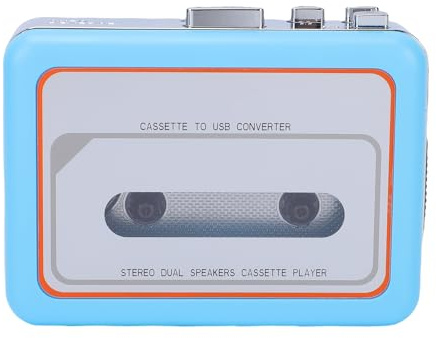 docooler Cassette Tape Player USB Portable Cassette to MP3 Digital Converter with Built in Speaker and 3.5mm Headphone Jack (Blau)