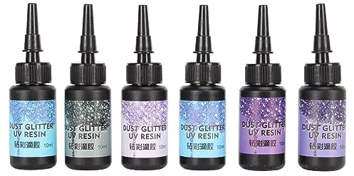 aqxreight 6 Piezas de Resina UV de Colores, 10 Ml Cada en Forma de Bolígrafo, Pegamento UV de Sellado de Papel de Aluminio de Curado Rápido para Manualidades de Joyería DIY, Aire de la Serie Verde