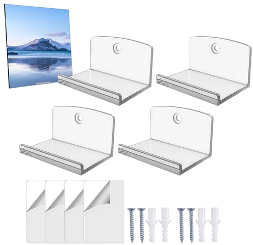 Genérico Soporte para Discos De Pared - Organizador Acrílico De 4 Piezas, Soporte De Pared para Estante para, Estante para Exhibición De Discos, De Vinilo Transparente | Álbum Imagen Coleccionab