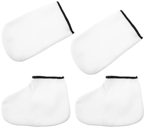 NULYLU Masques Exfoliants Mains et Pieds 2 Paires Blanc, Spa Bain de Paraffine Épaissis, Hydratants et Soins Intensifs pour Mains et Pieds Secs, Moufles et Surchaussures Spa