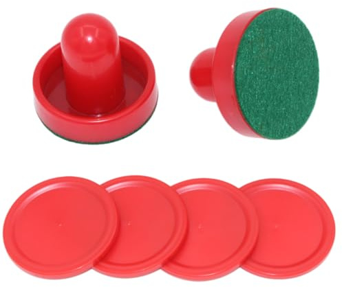 SHSHbuy Air Hockey Pushers,2 Pcs 60mm Air Hockey Table Felt Pusher with 4Pcs Air Hockey Pucks for Replacement Pucks Table Mallet Goalies for Game Table Hockey Table Accessories
