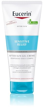 Eucerin After Sun Sensitive Relief Crema-Gel 200 ml, Doposole corpo e viso lenitivo e rigenerante, Crema doposole dalla texture leggera, Dopo sole per pelle sensibile e soggetta ad allergie solari