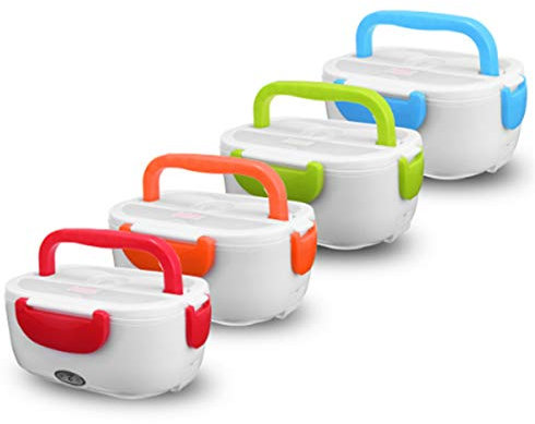 Marbeine 2 en 1 Boîte Chauffante Lunch Box pour Voiture ou Maison, Boîte à Lunch Electrique Boîte Alimentaires Chauffe-Repas en Acier Inoxydable (Orange)