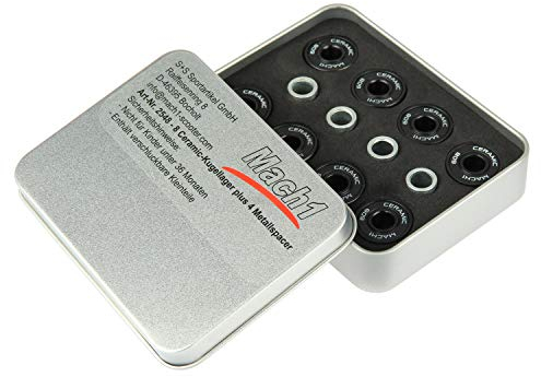 8 Stück 608 er Mach1 Keramik Renn Kugellager Lager + Spacer z.B. für Inliner Skates Skateboard Rollerblade Waveboard und Longboards