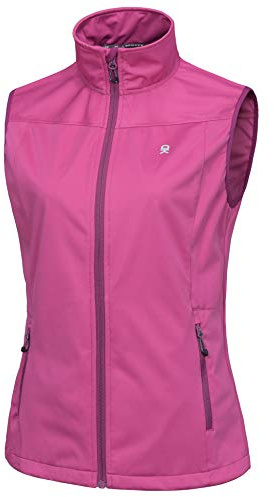 Little Donkey Andy Women's Lightweight Softshell Vest, Windproof Sleeveless Jacket for Running Hiking Travel, Rose L