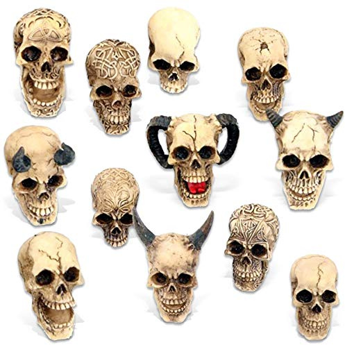 mtb more energy [12er Set] Deko Totenkopf ''Hell's Army'' - Verzierte Totenschädel Sammelfiguren - Höhe 4-6cm - Figur Dekoration Horror Fantasy