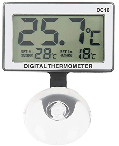 Submersible Stick-on Aquarium Temperature Sensor with Suction Cup for Fish Tanks, Aquarium Thermometer with Mini Alarm Temperature Meter