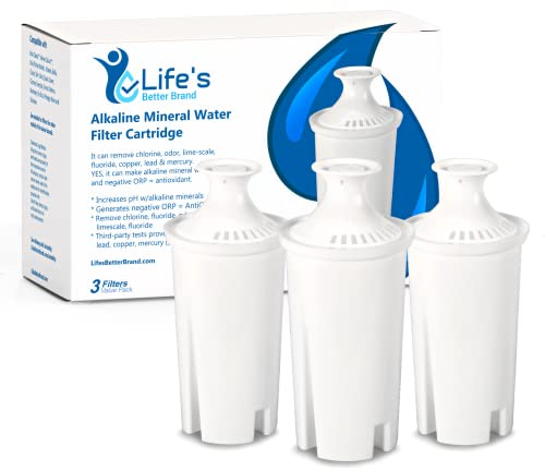 Life Ionizer - Repuesto de filtro de agua alcalino para jarra - Paquete de 3 filtros de repuesto estilo Brita