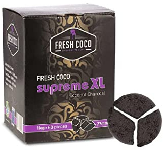 Fresh coco Supreme XL 27mm Charbon Chicha Naturel 1KG
