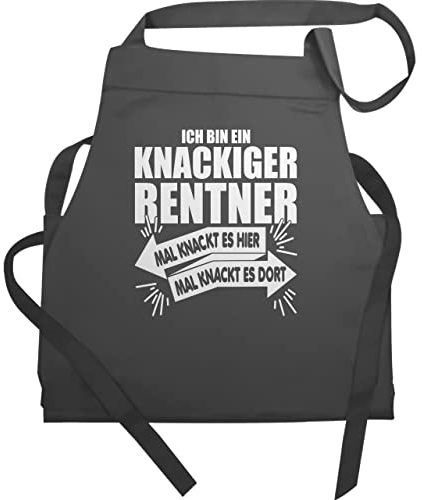 Shirtracer Schürze Geschenk - Erwachsene - Ich bin ein knackiger Rentner - 60x87 - Anthrazit - ruhestand rente zur kochschürze für retirement in küchenschürze damen geschenke zum abschied pension