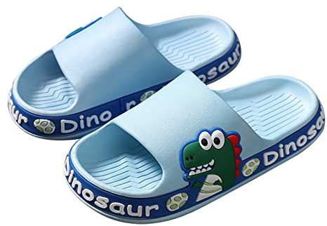 SEAUR Pantoufle de Plage Enfants Pantoufles de Bain Enfant Garçon Fille Antidérapant Chaussons de Maison Été Automne Garcon Fille Dinosaure Pantoufle Enfant Unisexe Bleu - 24/25EU