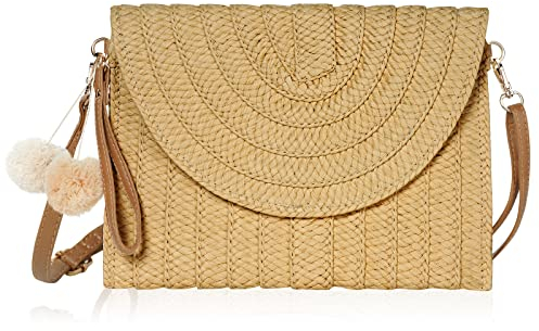Aucuu Stroh Crossbody Tasche, Schultertasche Damen, Kupplung Umhängetasche, Umschlag Geldbörse Basttasche, für Sommer Strand, Damenreisen und Urlaub