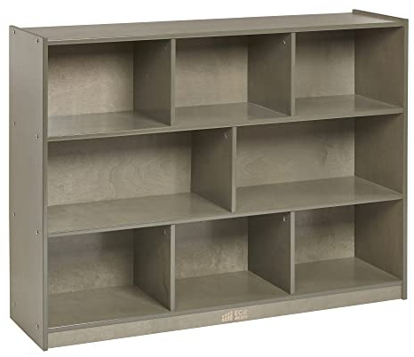 ECR4Kids 8-Compartment Mobile Storage Cabinet, Elementary, Classroom Furniture, Grey Wash