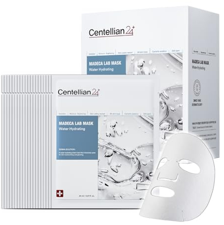 CENTELLIAN 24 Madeca Mask (Water Hydrating, 20pc) - Face Mask Sheet for Deep Hydration, Sun Damage with Centella Asiatica, TECA, Niacinamide, Ceramide. Korean Skin Care for Men Women by Dongkook