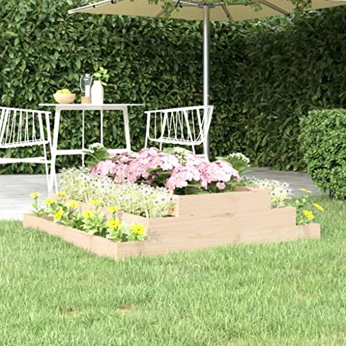 homiuse Jardinera de Madera Maciza de Pino 110x110x27 cm Huerto Urbano Madera Arriate De JardíN Jardineras Exterior Grandes Jardinera Escalera Huerto Urbano Exterior Jardineras Grandes Exterior