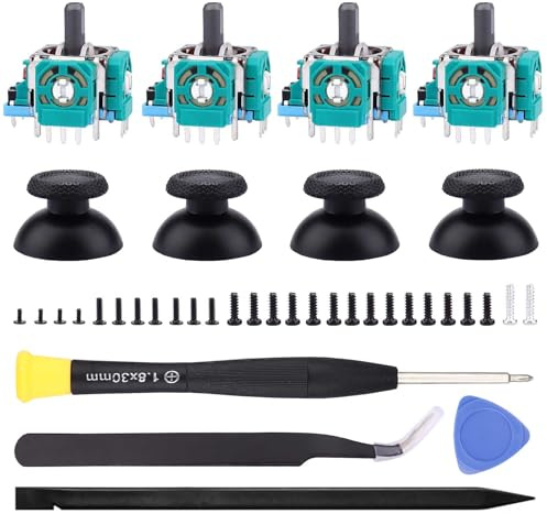 Ikpek 4pcs Joysticks + 4pcs 2K3 Ohm Potentiometer Replacement for PS5 DualSense Controller, 3D Analog Sensor Wheel Thumb Sticks Joystick Rocker Module Trim Pot Resistor Replacement for PS5 Controller